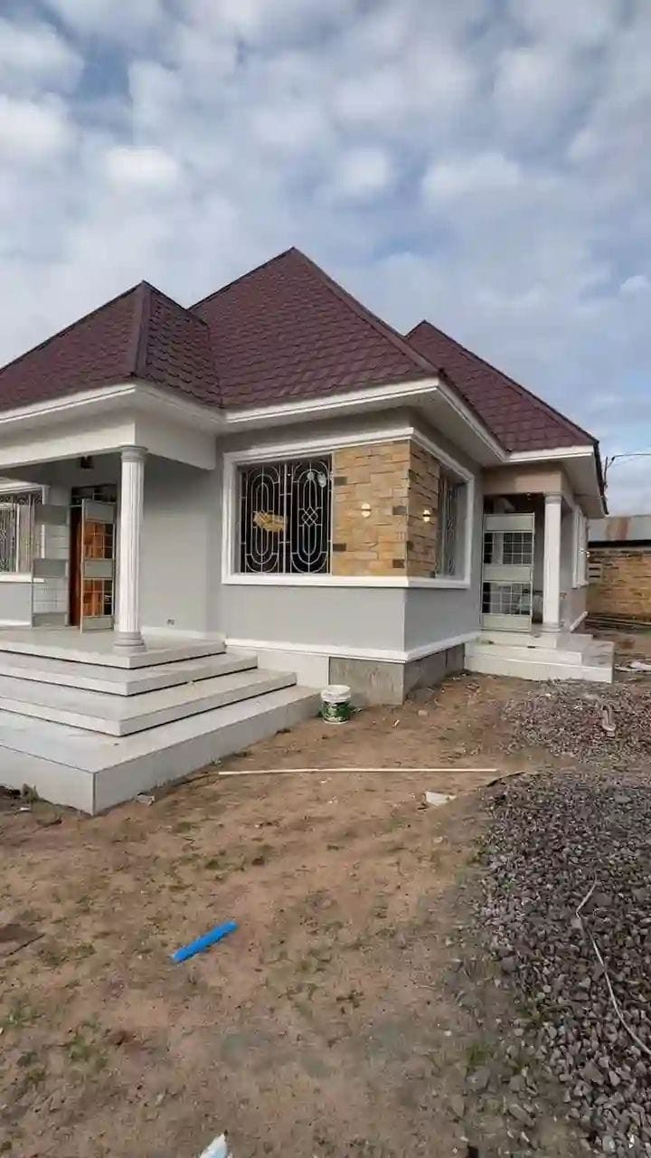 Bungalow with maroon roof