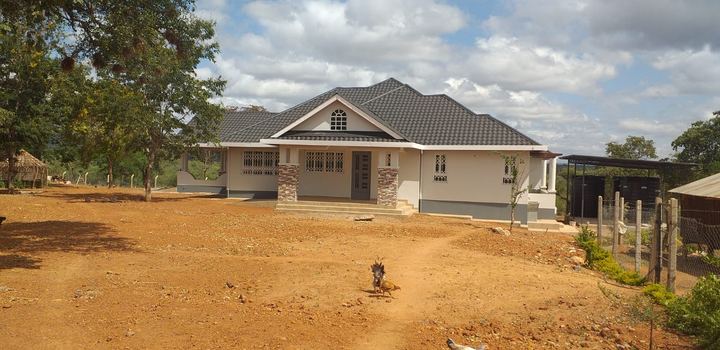 Bungalow seen from its approach road