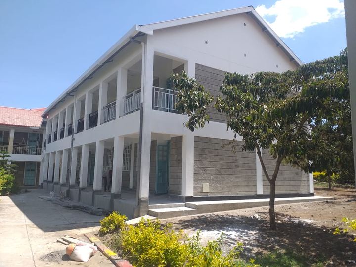 Corner of a two-storey classroom block